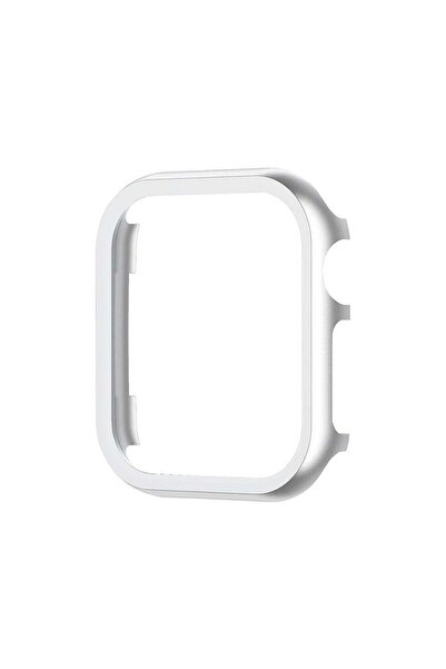 Quse Apple Watch Seri Se-6-5-4 44mm Uyumlu Alüminyum Metal Kasa Koruyucu Gümüş
