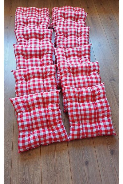 Marin Tasarım Evi Red Picnic and Cushion Set - 12 Pieces, 40x40 Cushions