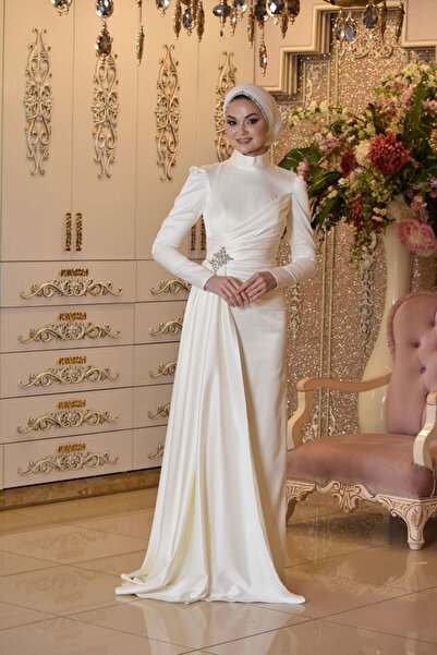 MAHİDEVRAN Hera Beyaz Abiye Elbise