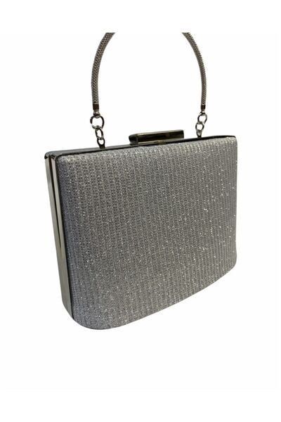 Busrabags حقيبة سهرة نسائية ليلية فضية اللون