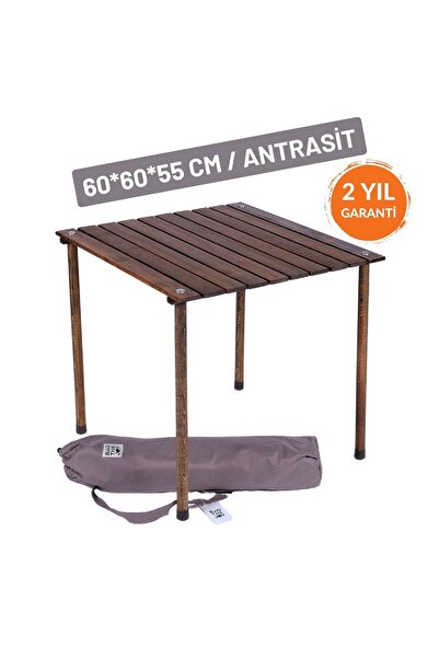 Bag The Joy 60x60x55 cm Ahşap Katlanır Rulo Kamp Masası | Piknik, Bahçe ve Ba...