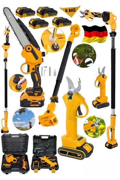 Germany Steel 4 AKÜLÜ OTOMATİK YAĞLAMALI ZİNÇİRLİ AĞAÇ  DAL BUDAMA TESTRESİ T...