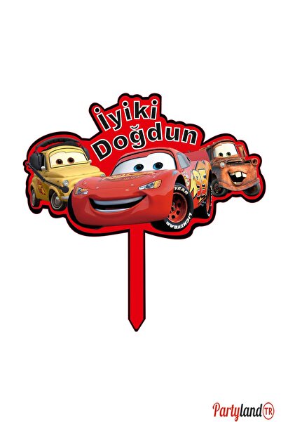 PartylandTR Cars Arabalar Şimşek Mcqueen Karton Pasta Süsü