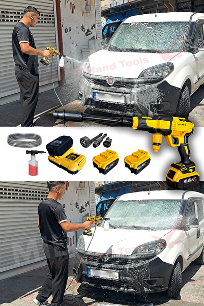 Millian Basınçlı 10 Pilli 2 Akülü Şarjlı Oto Yıkama + 6 Ton Şişe Kriko + 12 V Işıklı Kompresör ve Tamir Kiti