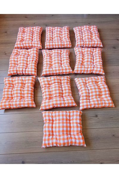 Marin Tasarım Evi 10 Pieces Orange Picnic and Cushion Set - 40x40 Cushion