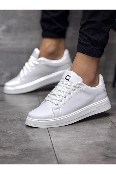 POLENS White Flexible Orthopedic Sole 100% Leather Men's Sports Shoes