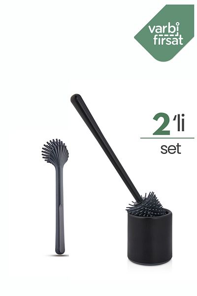 Varbifırsat Antibacterial Silicone Tip 2-Piece Toilet Set - Toilet Bowl and Dish Brush
