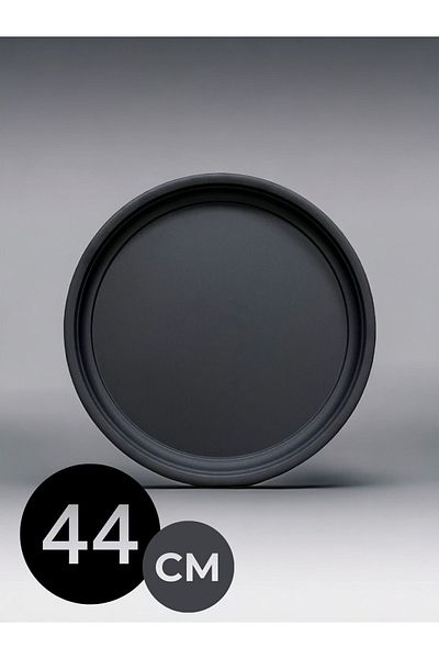 kitchen trend Single 44 Cm Black Metal Round Tea, Coffee, Pie, Serving Tray Decorative Presentation M0212-B