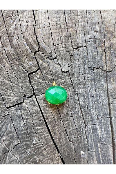 Gökçeada Jade Stone Natural Stone Minimal Non-Tarnish Chainless Necklace