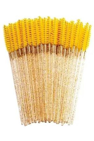 Fontenay 50 قطعة من فرشاة مشط رموش الحواجب باللون الأصفر اللامع