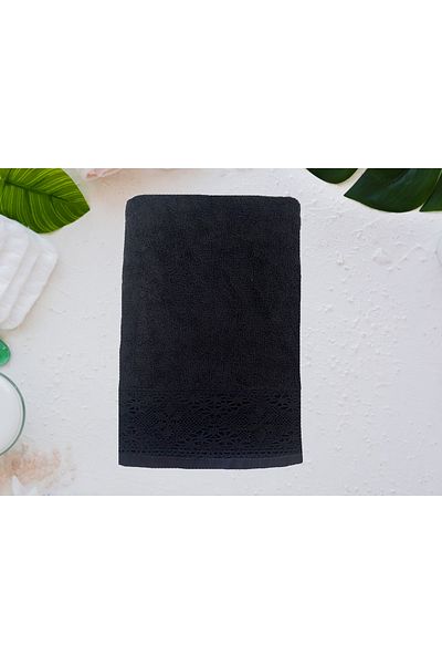 Lucy and Home Πετσέτα μπάνιου 70x140cm Anthracite Lace - 100% Βαμβάκι