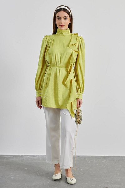 Hooopstore SHINE TUNIC WITH DRAPE ACCESSORY - OIL GREEN