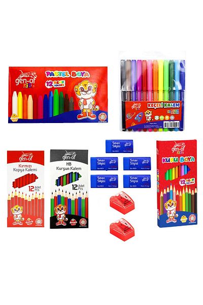 Gen-Of Dry-pastel-felted-pencil Set - 12 Pieces Copy Pencils and 5 Erasers