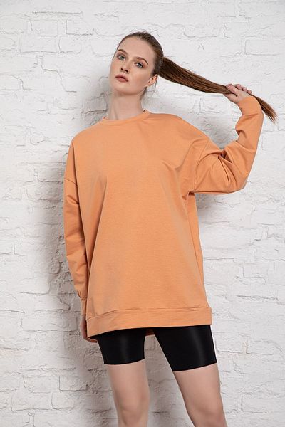 MyBen Unisex Long Sleeve Two Thread Mustard Oversize Sweatshirt Irf057