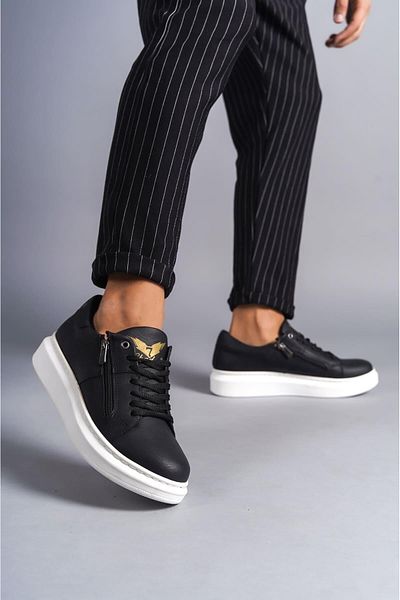 Aymood SLW155 Impact - Men's Casual Sneaker Shoes, Lace-up and Zipper, BT Black