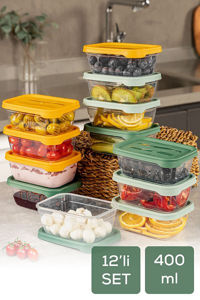 Vienev Colorful 12-Piece 400ml Bono Rectangular Storage Set