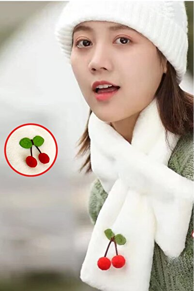 Nurnivus Cherry Cherry Plush Scarf Stylish Scarf Camisole Windproof Welsoft Fleece Neck Collar Shawl