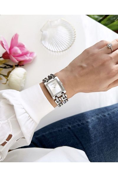 Navimarine Silver Color Double Chain Women's Wristwatch