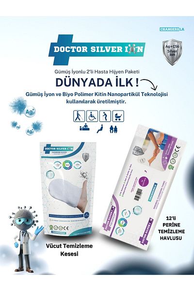 Doctor Silver Ion 2-Piece Silver Ion Patient Hygiene and 12-Piece Perineum Wet Wipes Cleaning Set