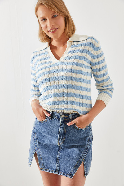 Bianco Lucci Polo Neck Hairy Sweater - 20247505