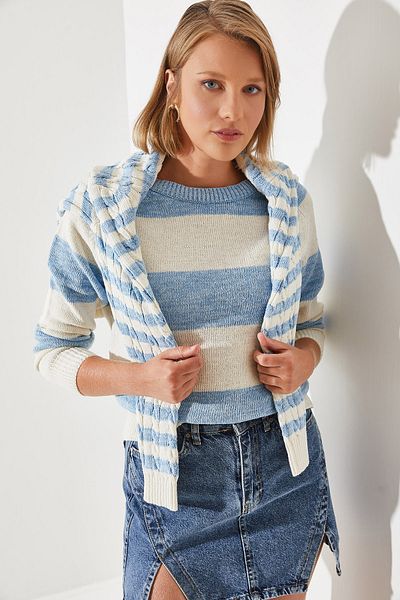 Bianco Lucci Sweter damski w paski - Reglan, model 20246190