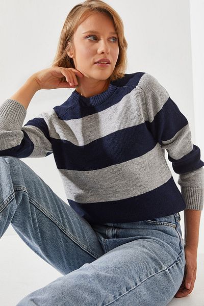 Bianco Lucci Pulover de damă cu dungi - Raglan, Model 20246190