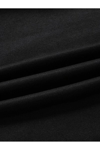 Touz Moda Denin Star Baskılı Siyah Kapşonlu Sweatshirt