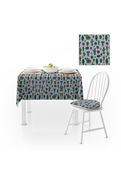 benimol Küçük Çoklu Kaktüs Desenli Dijital Baskılı Petek Dokuma Masa Örtüsü 1...