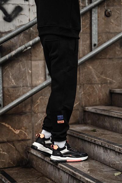 HYPERS Label Detailed Black Men's Jogger Ribbed Sweatpants