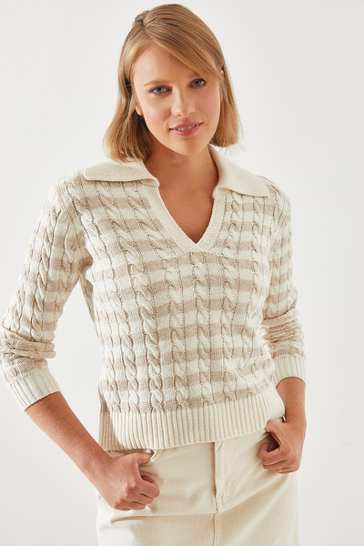 Bianco Lucci Polo Neck Hairy Sweater - 20247505