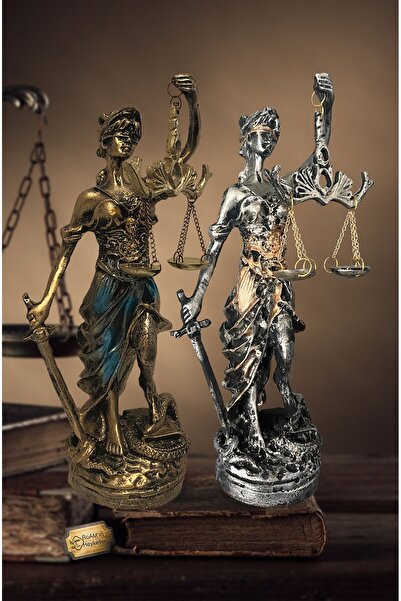 Realistic of Art Museum Heykel Biblo Adalet Terazisi Themis 20 Cm. Antik Gold...