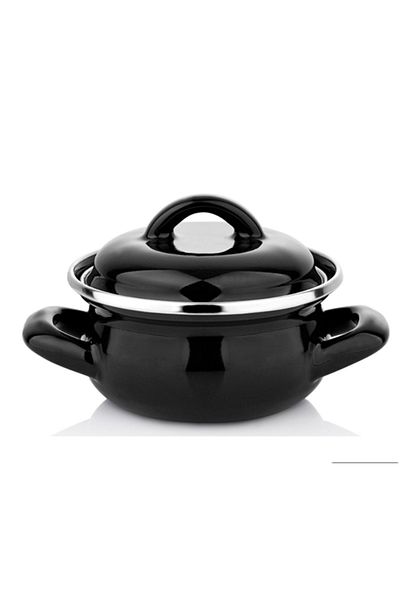 EBRULİEMAYE 14 Cm Mini Baby Black Enamel Baby Food Egg Sauce Pot