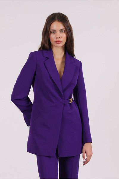 Yake Purple Gold Buckle Detailed Blazer Jacket Slim Pants Set