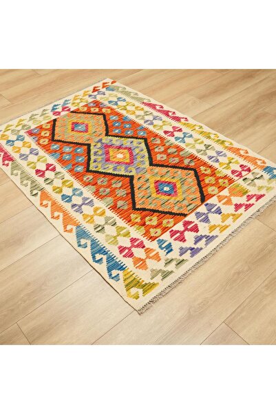 Halıcızade El Dokuma Yün Otantik Desenli Rengarenk Etnik Kilim