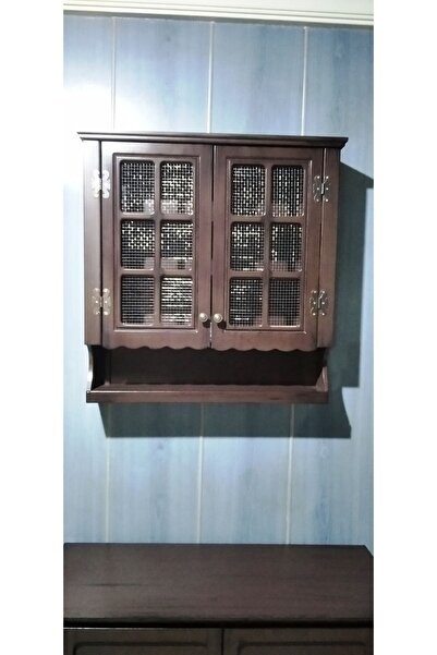 VİLLAÇAM AHŞAP Telli Terek Kahve Eskitme Tel Dolap