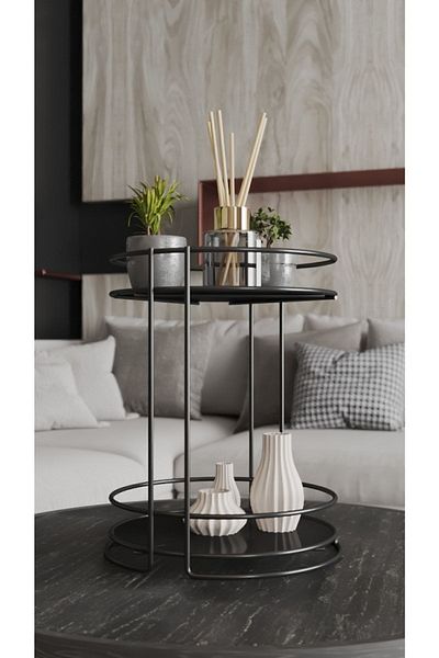 decortel منظم مجوهرات ومستحضرات التجميل للحمام بطبقتين، رف توابل متعدد الأغراض، منظم عرض، حامل حلوى باللون الأسود