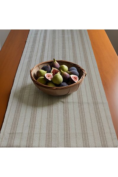 KAMİZ Λινό Runner - Milk Brown ριγέ, 40x150 εκ