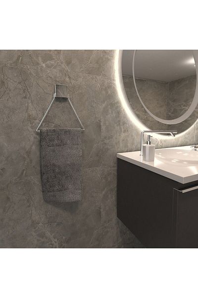 decorev Luxury Bathroom Towel Holder - Triangle Chrome, Stainless Hanger, Adhesive