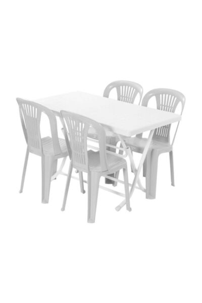 Özel Yapım Katlanır Plastik Masa Sandalye Takımı - Masa + 4 Sandalye