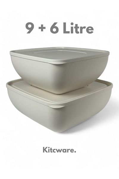 Kitcware حاوية تخزين، حاوية تخزين الدقيق، حوض العجين، حاوية تخزين كبيرة الحجم، مجموعة أوعية مربعة، 15 لتر
