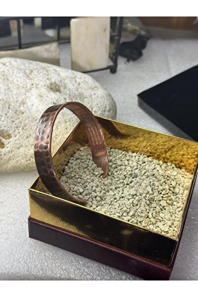 KAVELE Ham Saf Bakır Full Koruma Zırhlı El Dövmeli Oksit Özel Kumlu Bileklik ...