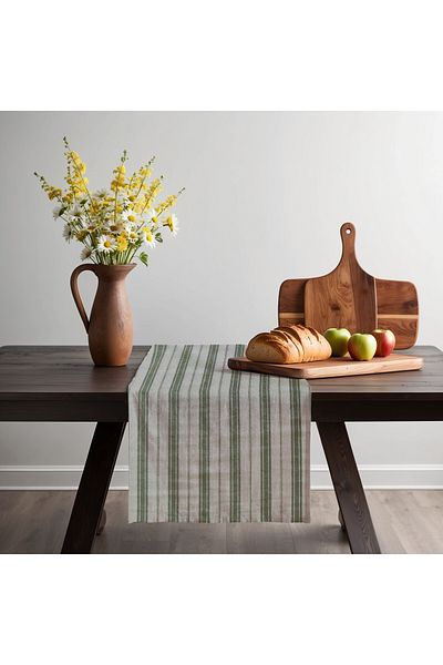 KAMİZ 40x150 Cm Emerald Green Linen Runner
