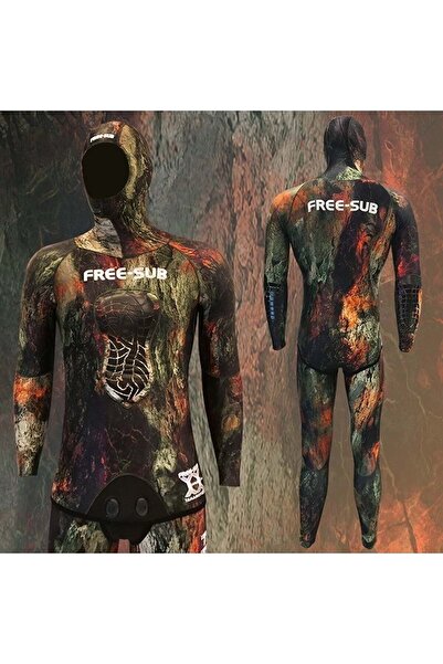 Free-Sub Yamamato 5mm Aspendos Desen Kamuflaj Içi Opencell Avcı Dalış Elbisesi Xl