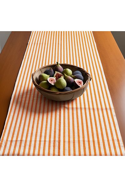KAMİZ Linen Runner - 40x150 Red Striped