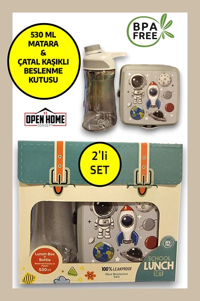 Open Home Concept Premium 2-piece Lunch Box and 530 ML Gray Water Bottle