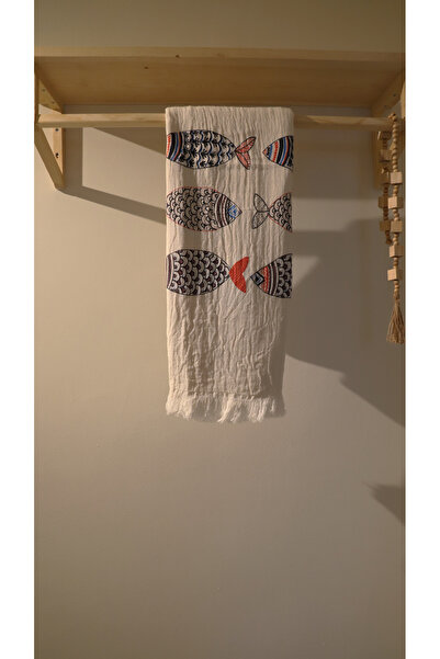 AQUATOLIA بيشتيمال موسلين سمكة كبيرة - 100% قطن، 100x180، منشفة شاطئ، نمط سمكة