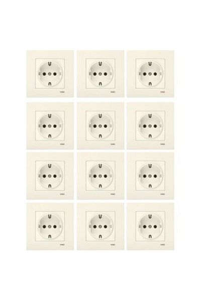 VİKO Karre 12 Pieces Grounded Socket Frame Included Cream
