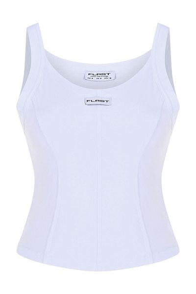 FLAST White Premium Corset Look Women's Crop Top - Strappy, Organic Cotton, Karl Essentials Bustier Blouse