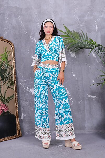 ZEYWEAR Double Breasted Collar Patterned Suit