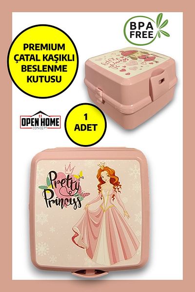 Open Home Concept Pretty Princess Pink Premium Lunch Box - 4 Compartments